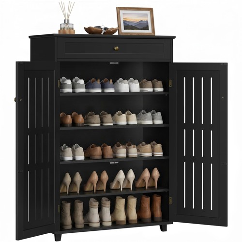 Tall black shoe cabinet with - tall,