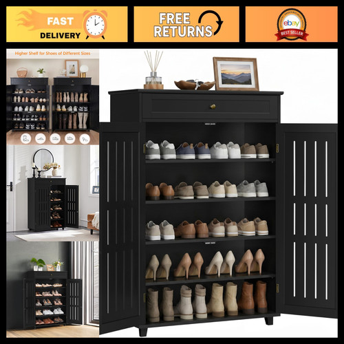 Tall shoe cabinet with drawer - tall,